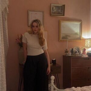 Black capri high waisted trousers